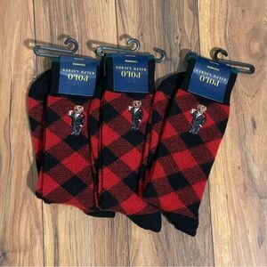 NWT Polo Ralph Lauren Men's Cashmere Wool Bear Socks Size 10-13 (3 Pairs)